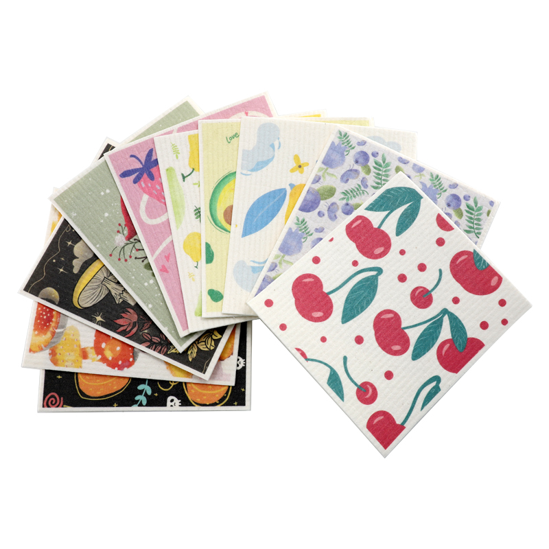 Trapo de celulose impresso personalizado com padrão duplo de uso seco e úmido