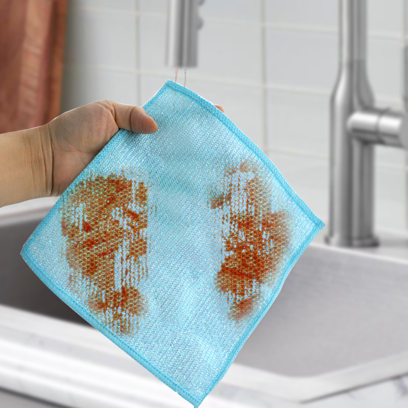 Pano de fibra de prata seco e úmido Pano de esfregar de fibra de bambu de seda colorida